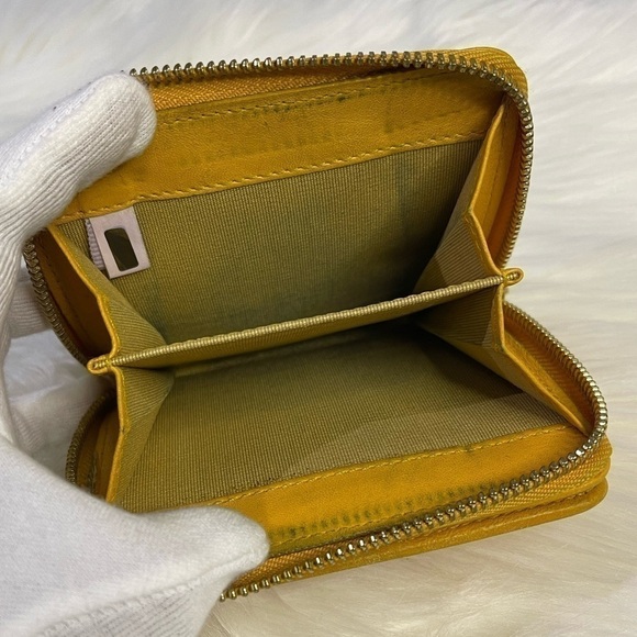 JIMMY CHOO conpact leather zip wallet in mustard - Picture 9 of 17